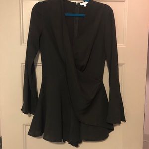 Black Long Sleeve Dressy Romper
